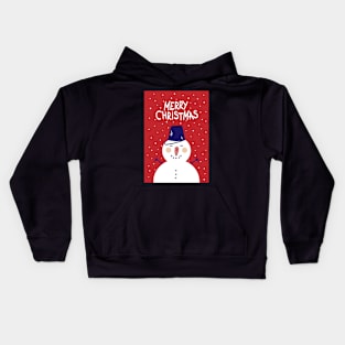 Merry Christmas Smiling Snowman Kids Hoodie